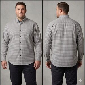 Victorinox Swiss Army Shirt XXL Grey White Plaid Button Down Long Sleeve 80s